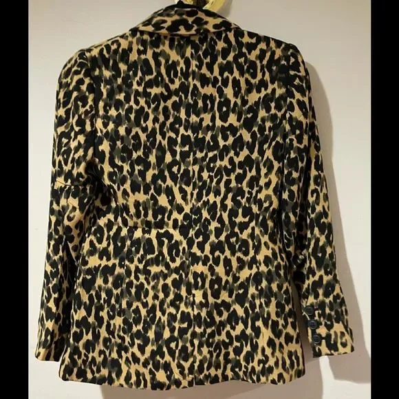 New Halogen Nordstrom Taupe Animal Print Leopard One Button Blazer XXS Petite - Picture 3 of 12